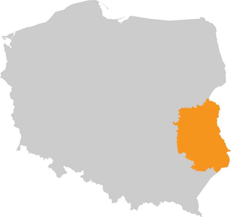 Mapa Polski z zaznaczonym województwem lubelskim